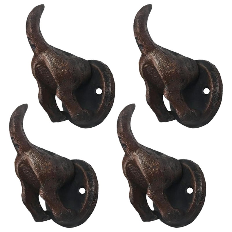 Lulu Decor, 100% Cast Iron Dog Tail Heavy Duty Hooks, Key Holder, Coat Decorative Hooks for Dog Lovers - Wall Mount Leash Holder for Wall Storage - Stylish (4 pcs) - Image 1